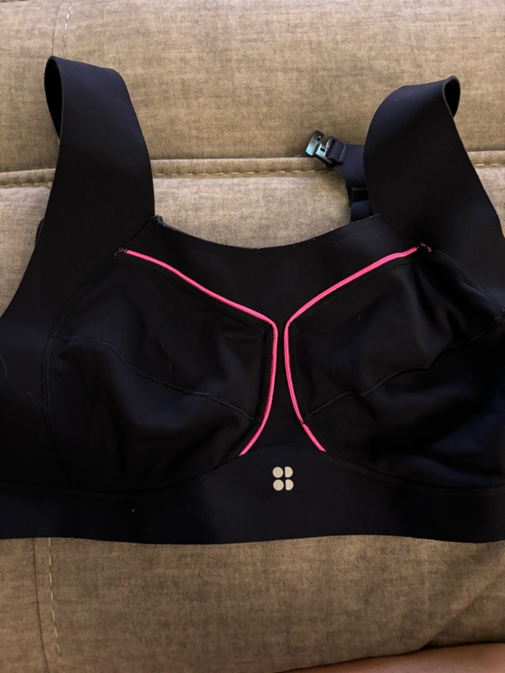 Sweaty Betty Black Sports Bra with Pink Piping